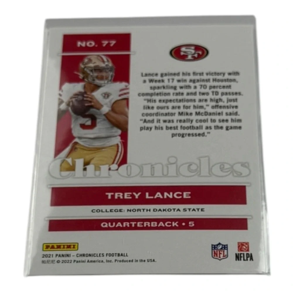 2021 Panini Chronicles Football Trey Lance RC Rookie Card 77 SF 49ers QB